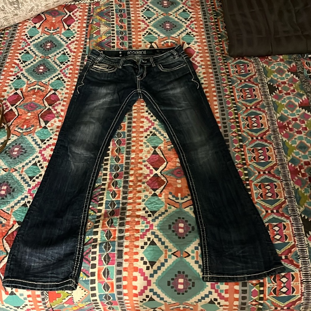 Rock & Roll Cowgirl Jeans Womens 28x32 Blue Denim Bootcut Ladies